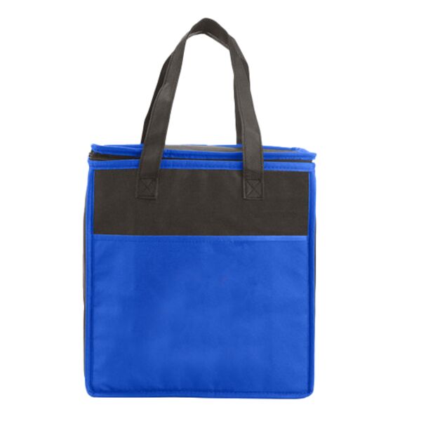 Two-Tone Flat Top Insulated Non-Woven Shopping Tote Bag Thumbnail