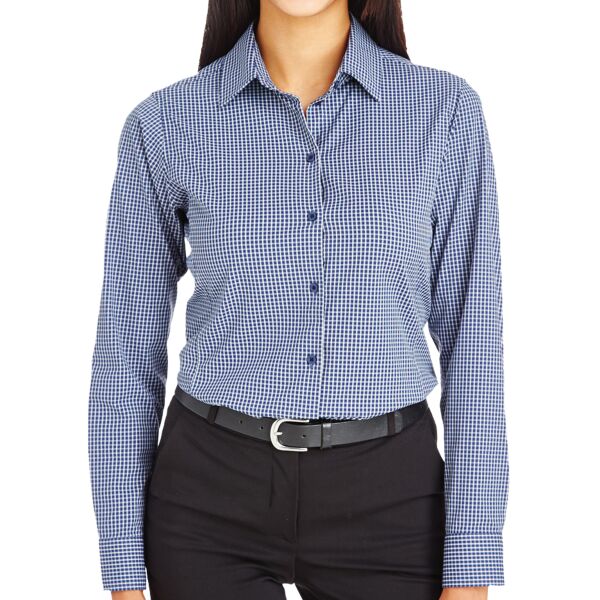 Women's CrownLux Performance® Tonal Mini Check Woven Dress Shirt Thumbnail