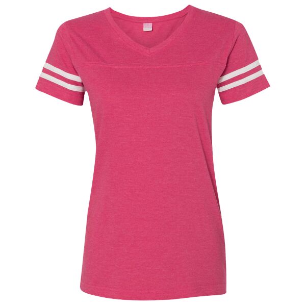 Women's Football V-Neck Fine Jersey Tee Thumbnail