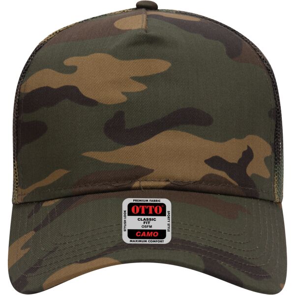 OTTO CAP Camouflage 5 Panel Mid Profile Mesh Back Trucker Hat Thumbnail