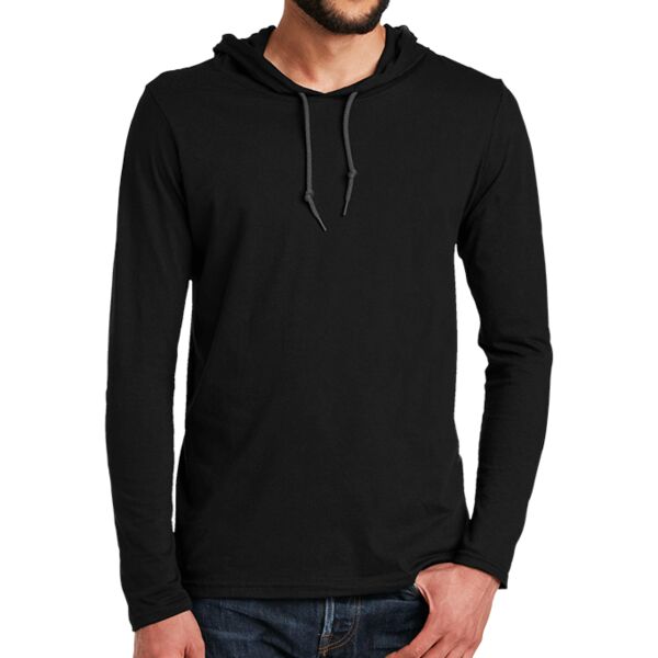 100% Combed Ring Spun Cotton Long Sleeve Hooded T Shirt Thumbnail